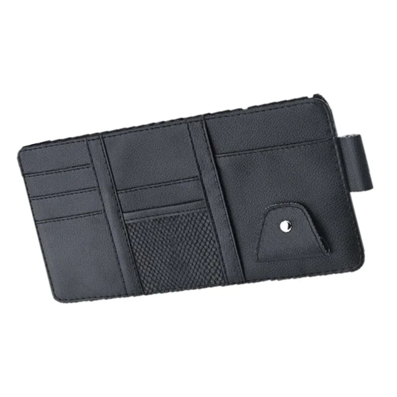 Car Sun Visor Organizer Leather Pocket Organizer Sunglass Holder for Car Interior Accessories with Multi-Pocket Net Zipper
