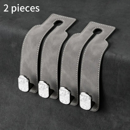 Car Rear Seat Storage Hook, Suede Zinc Alloy ABS Double-Head Hook 2-Piece
