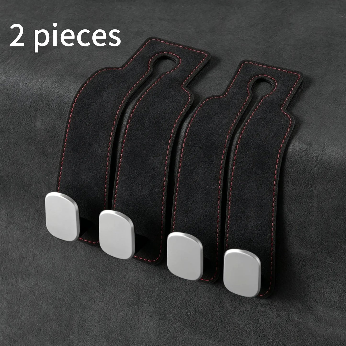 Car Rear Seat Storage Hook, Suede Zinc Alloy ABS Double-Head Hook 2-Piece