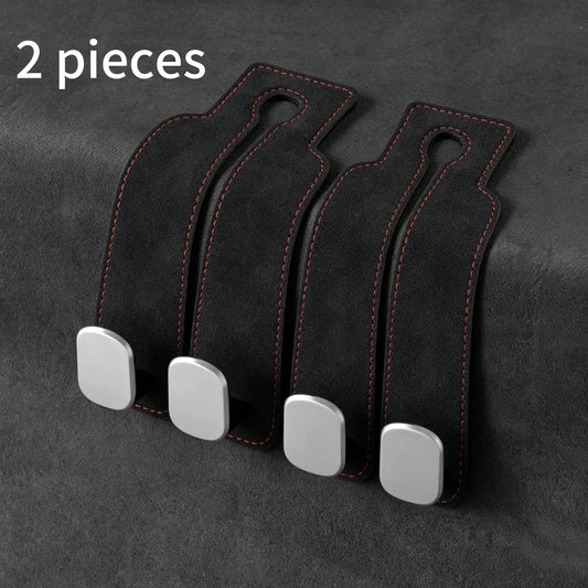 Car Rear Seat Storage Hook, Suede Zinc Alloy ABS Double-Head Hook 2-Piece