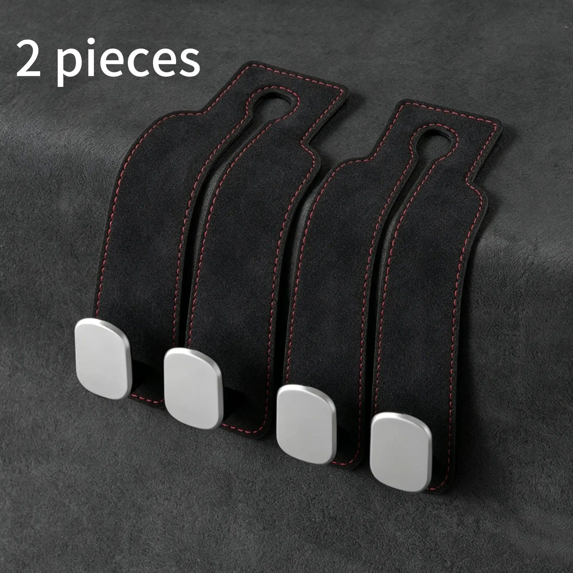 Car Rear Seat Storage Hook, Suede Zinc Alloy ABS Double-Head Hook 2-Piece