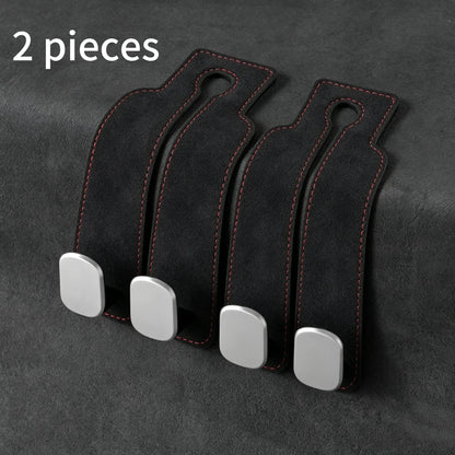 Car Rear Seat Storage Hook, Suede Zinc Alloy ABS Double-Head Hook 2-Piece