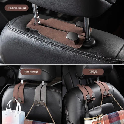 Car Rear Seat Storage Hook, Suede Zinc Alloy ABS Double-Head Hook 2-Piece