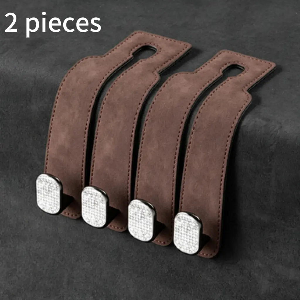Car Rear Seat Storage Hook, Suede Zinc Alloy ABS Double-Head Hook 2-Piece
